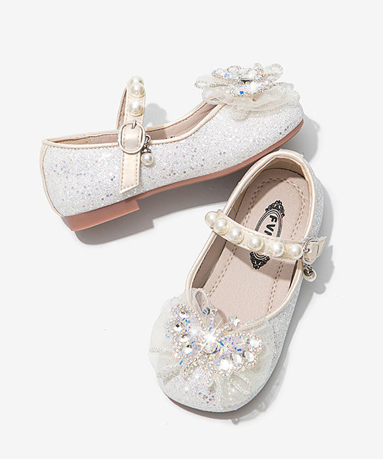 Silver Zircon Nail Bead Princess Shoes New Soft Sole