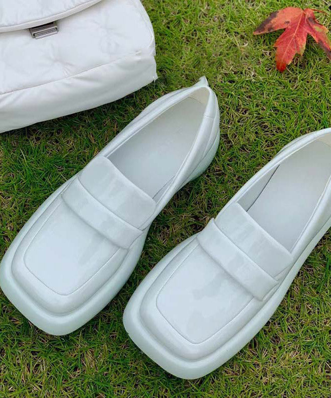 Simple Baby Blue Faux Leather Splicing Platform Flat Feet Shoes