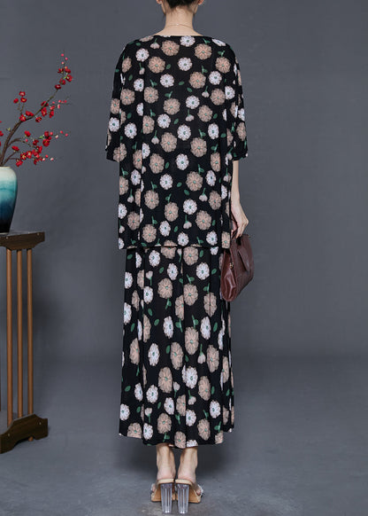 Simple Black Oversized Print Sets 2 Pieces Summer