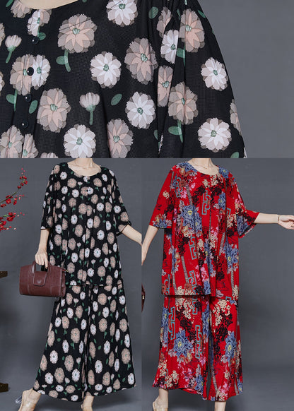 Simple Black Oversized Print Sets 2 Pieces Summer