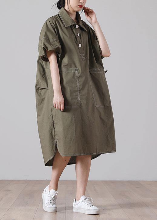 Simple Black Pockets Cotton Long Shirts Summer Dress