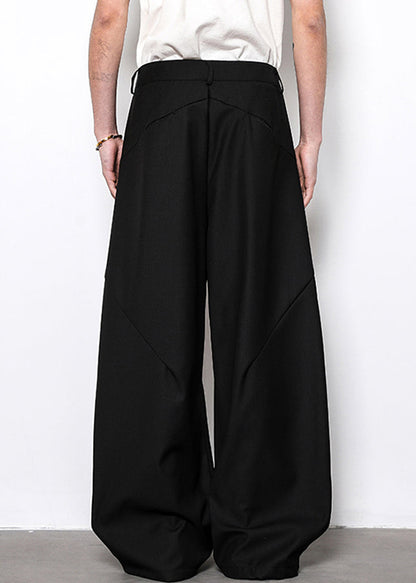 Simple Black Pockets High Waist Cotton Pants Summer