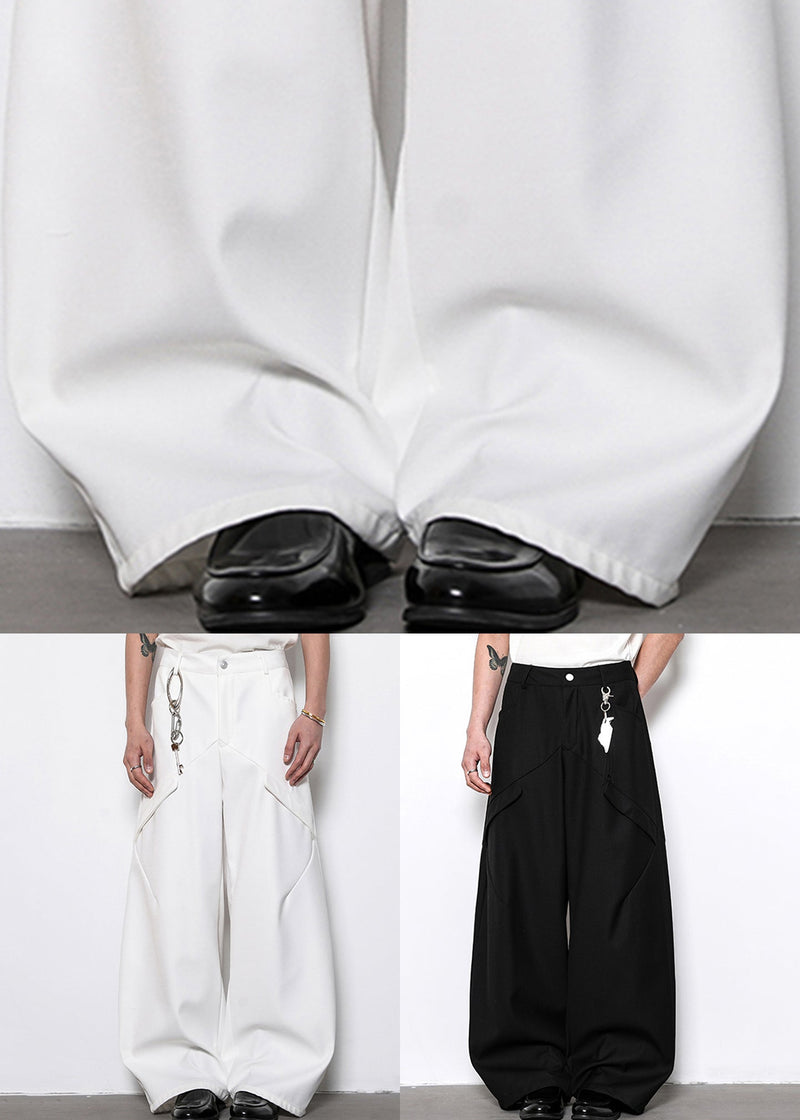 Simple Black Pockets High Waist Cotton Pants Summer