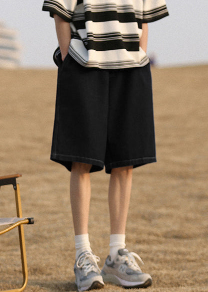 Simple Black Pockets High Waist Shorts Summer