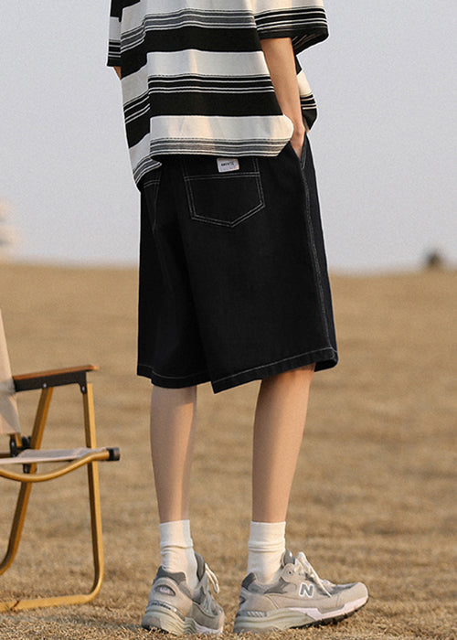 Simple Black Pockets High Waist Shorts Summer