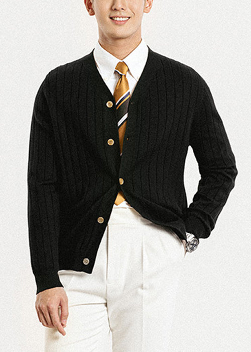 Simple Black V Neck Button Knit Cardigan Spring