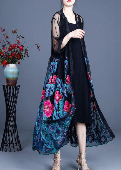 Simple Blue Retro Summer Tulle Vacation Cardigans