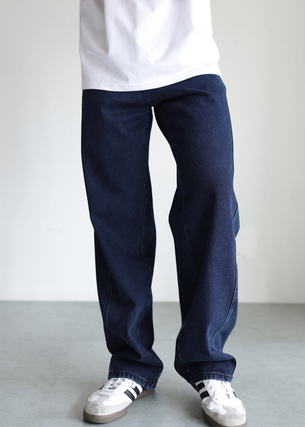 Simple Blue Pockets High Waist Denim Pants Fall
