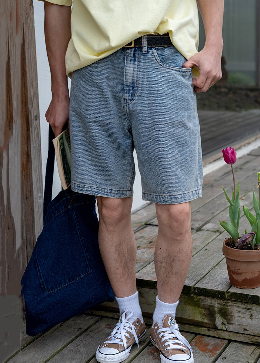 Simple Denim Blue Pockets High Waist Shorts Summer