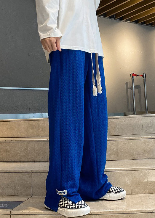 Simple Grey Pockets Side Open Cotton Pants Spring