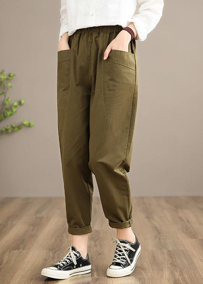 Simple Khaki Trousers Slim Spring Elastic Waist Wardrobes Pant