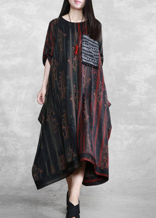 Asymmetric Dresses Print Robes Spring Dresses Gown