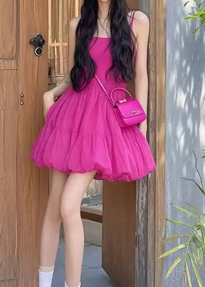 Simple Rose Cold Shoulder Cotton Spaghetti Strap Dress Sleeveless