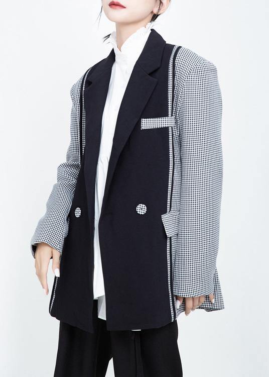 Simple Black Clothes for Wardrobes Lapel Collar Patchwork Outwear