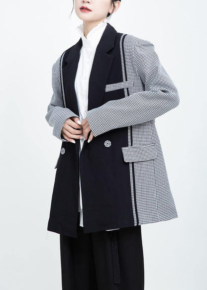 Simple Black Clothes for Wardrobes Lapel Collar Patchwork Outwear