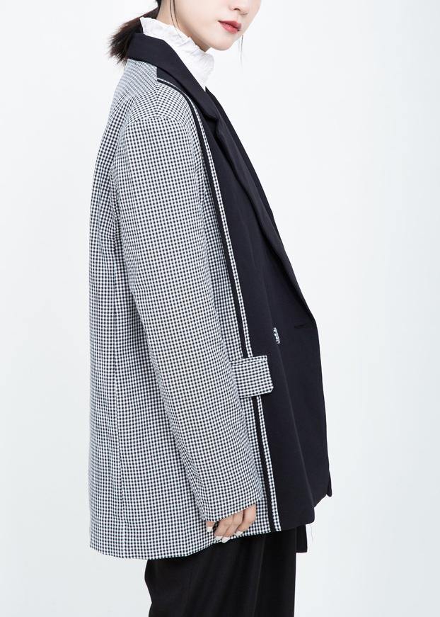 Simple Black Clothes for Wardrobes Lapel Collar Patchwork Outwear