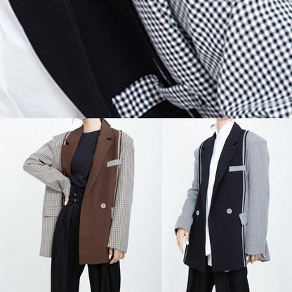 Simple Black Clothes for Wardrobes Lapel Collar Patchwork Outwear