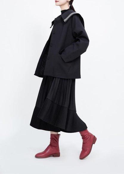 Simple black Fine clothes For Women Shape Sailor Collar outwears