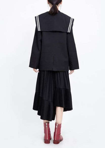 Simple black Fine clothes For Women Shape Sailor Collar outwears
