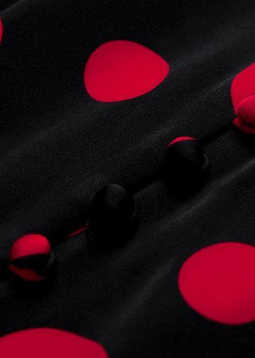 Simple Black Chiffon Tunics Big Hem Art Dotted Dress