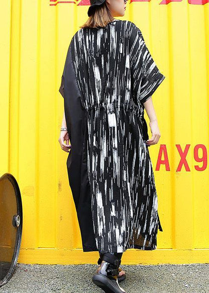 Simple Black Cotton Clothes for Patchwork Long Summer Dress
