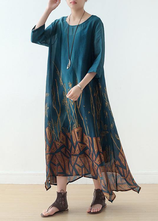Simple Black Prints Chiffon Clothes Half Sleeve Loose Summer Dresses
