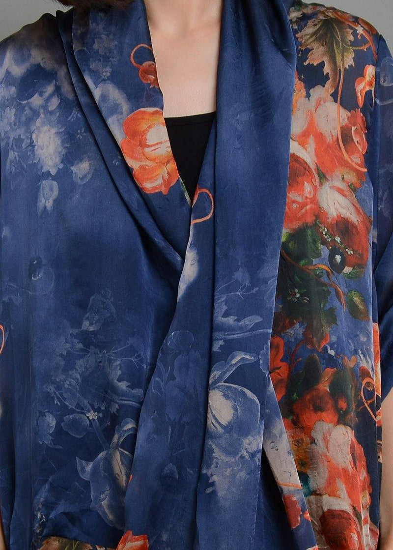 Simple Blue Print Chiffon Dress Long Fitted Ideas V Neck Asymmetric Linen Robes Summer Dresses