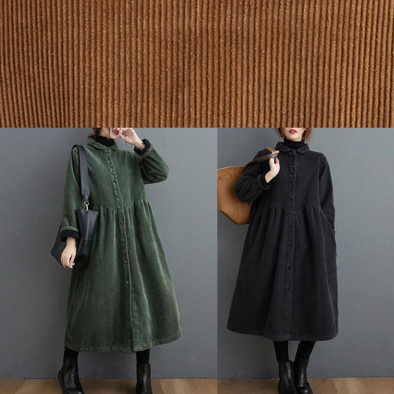 Simple Brown Coats Pattern Thick Cinched Coats