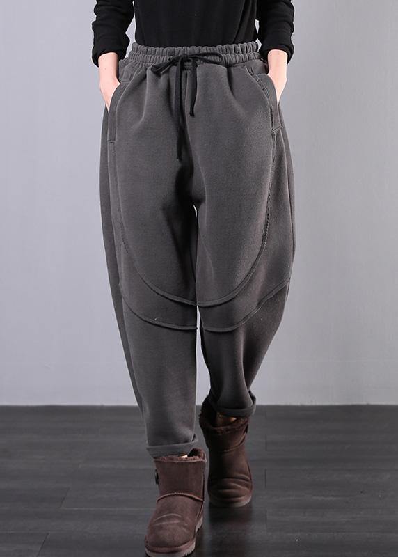 Simple Gray Pants Clothing Elastic Waist Drawstring Photography Trousers