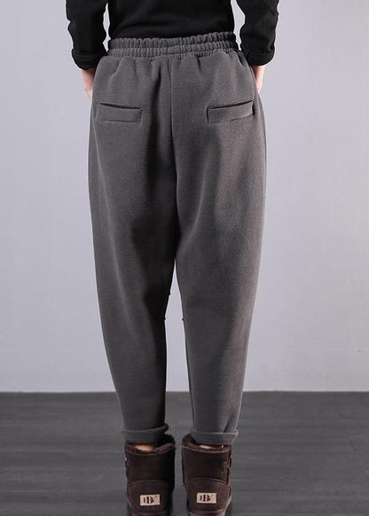 Simple Gray Pants Clothing Elastic Waist Drawstring Photography Trousers