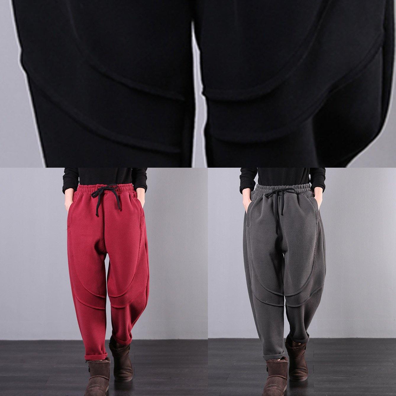 Simple Gray Pants Clothing Elastic Waist Drawstring Photography Trousers