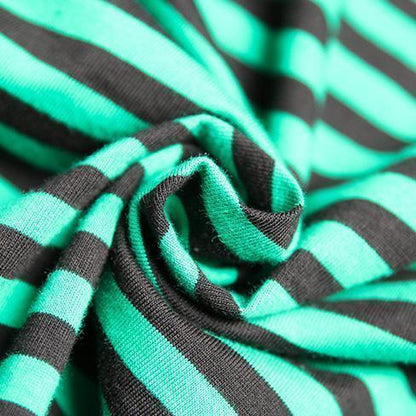 Simple Green Striped Cotton Tunics Korea Photography Asymmetric Maxi Dresses