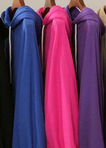 Simple Hooded Drawstring Tunics for Christmas Gifts Black Shirts