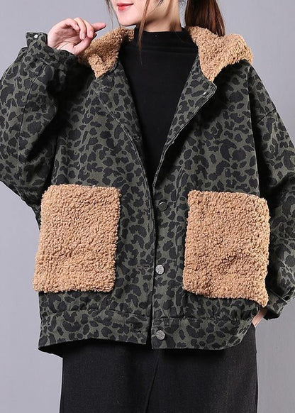 Simple Hooded Patchwork Fine Clothes for Army Green Daily Outwears