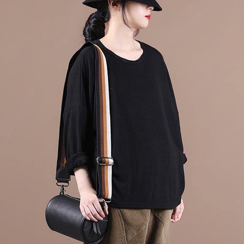 Simple o neck baggy fall clothes For Women Christmas Gifts black shirts
