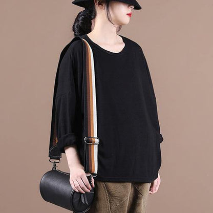 Simple o neck baggy fall clothes For Women Christmas Gifts black shirts