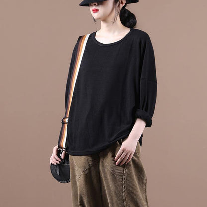 Simple o neck baggy fall clothes For Women Christmas Gifts black shirts