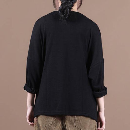 Simple o neck baggy fall clothes For Women Christmas Gifts black shirts