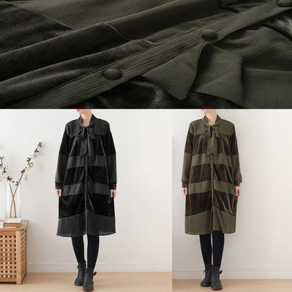 Simple Patchwork Bow Cotton Clothes Ideas Army Green Dresses Fall