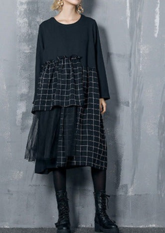 Simple Patchwork Dress for Indian Sewing Black Silk Cotton Dresses