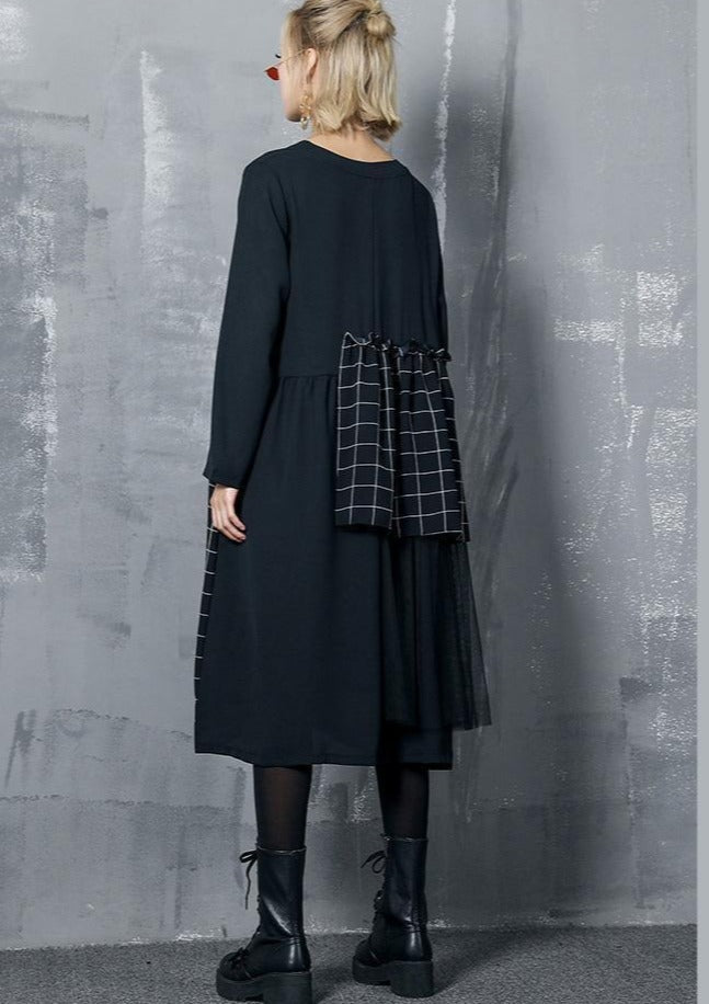 Simple Patchwork Dress for Indian Sewing Black Silk Cotton Dresses