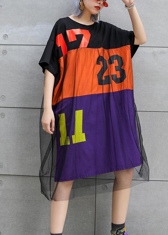 Simple Patchwork Tulle Cotton Dresses Pattern Black Dresses Summer