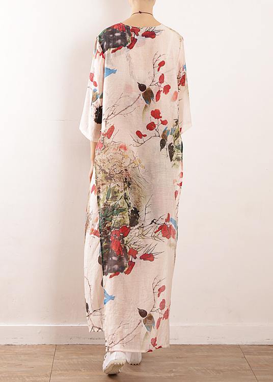 Simple Side Open Silk Tunic Photography Prints Long Dresses Summer