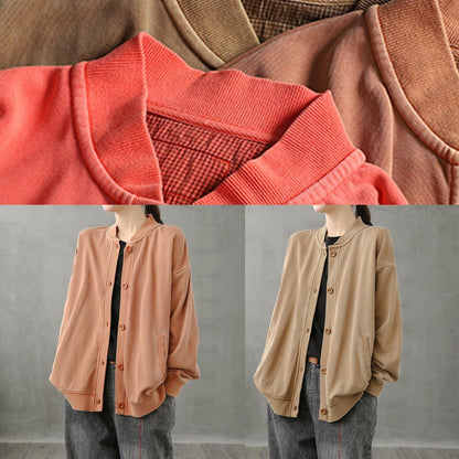 Simple Stand Collar Button Down Tops Blouses Work Outfits Red Top