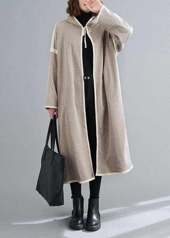 Simple Striped Tunic Coats Outfits Hooded Patchwork Coat