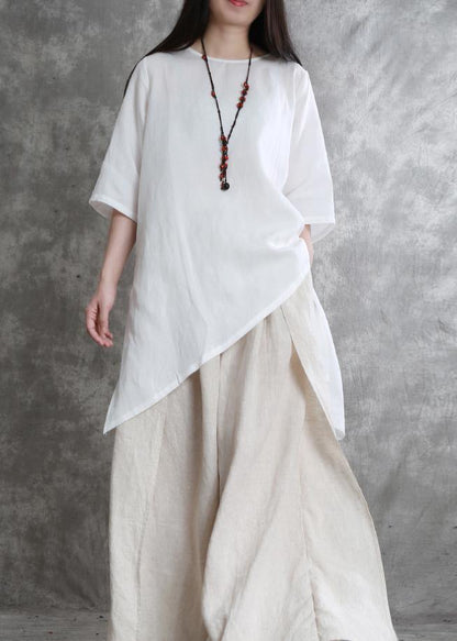 Simple Two-piece Female Summer Loose Loose White Shirt Wide-leg Pants