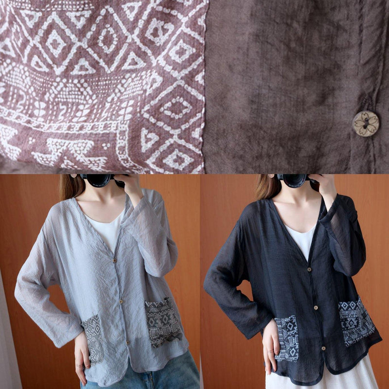 Simple V Neck Button Down Top Christmas Gifts Chocolate Tops