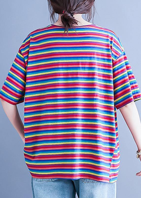 Simple V Neck Baggy Shirts Wardrobes Striped Blouse
