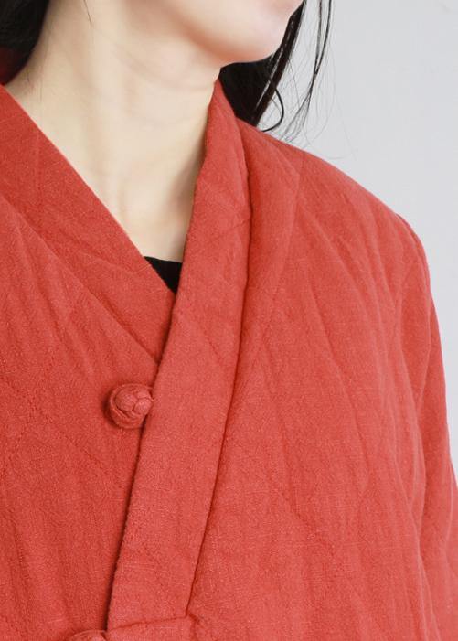 Simple V Neck Pockets Clothes for Pattern Orange Dress