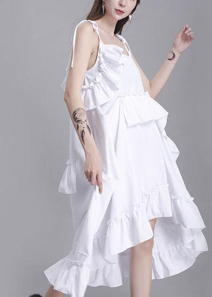 Simple White Cotton Dress Sleeveless Daily Summer Dresses